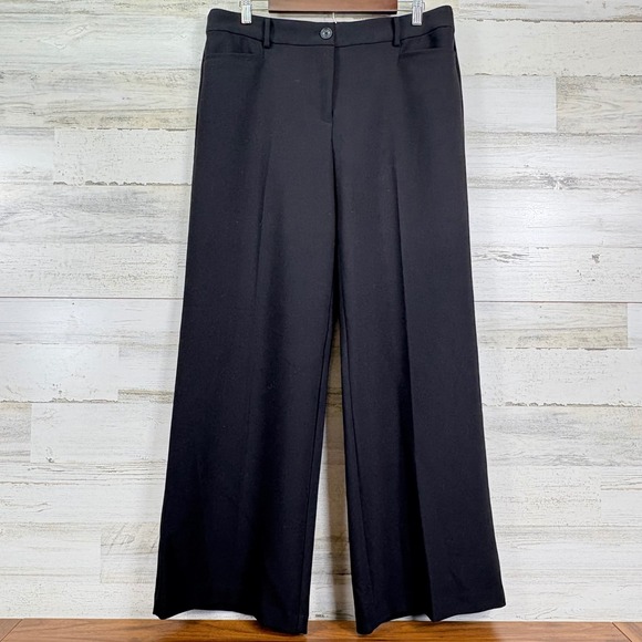 LOFT Heavy‎ Black Wide Leg Dress Pants Womens Size 12 Tailored Career Office NEW